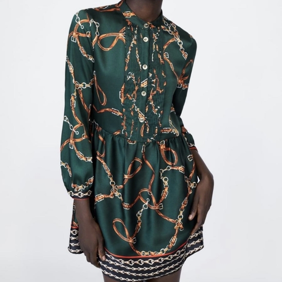 chain print satin dress